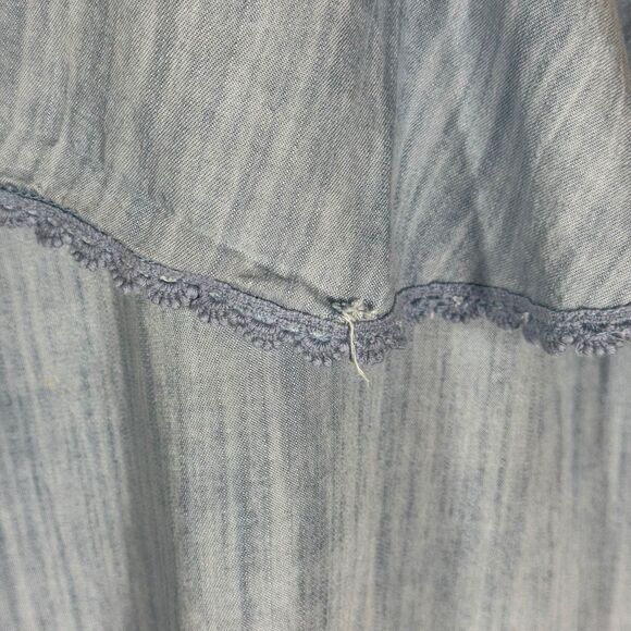 Taylor & Sage Chambray Ruffled One Shoulder Sleeveless Blouse Top Sz M - Picture 2 of 6